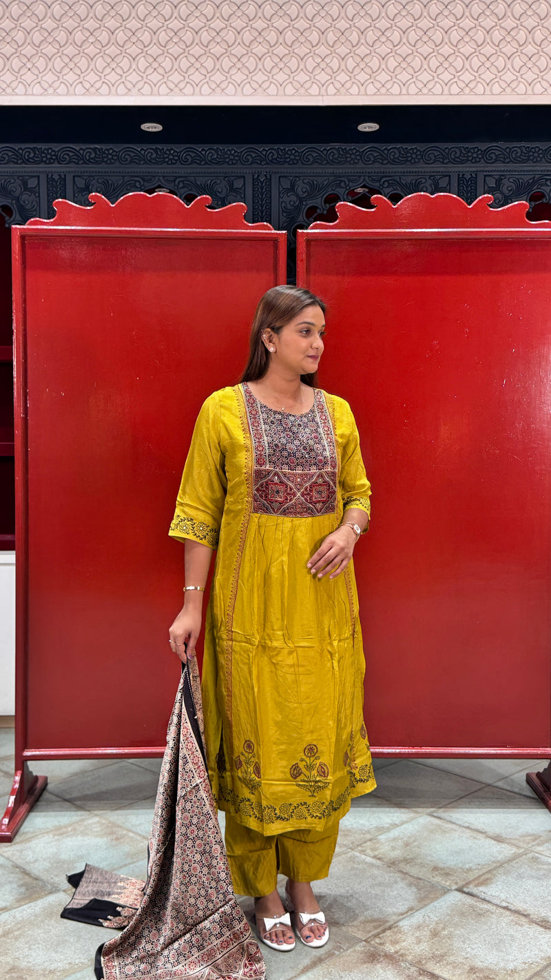 Mustard Yellow Kurti Set
