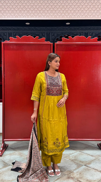 Mustard Yellow Kurti Set