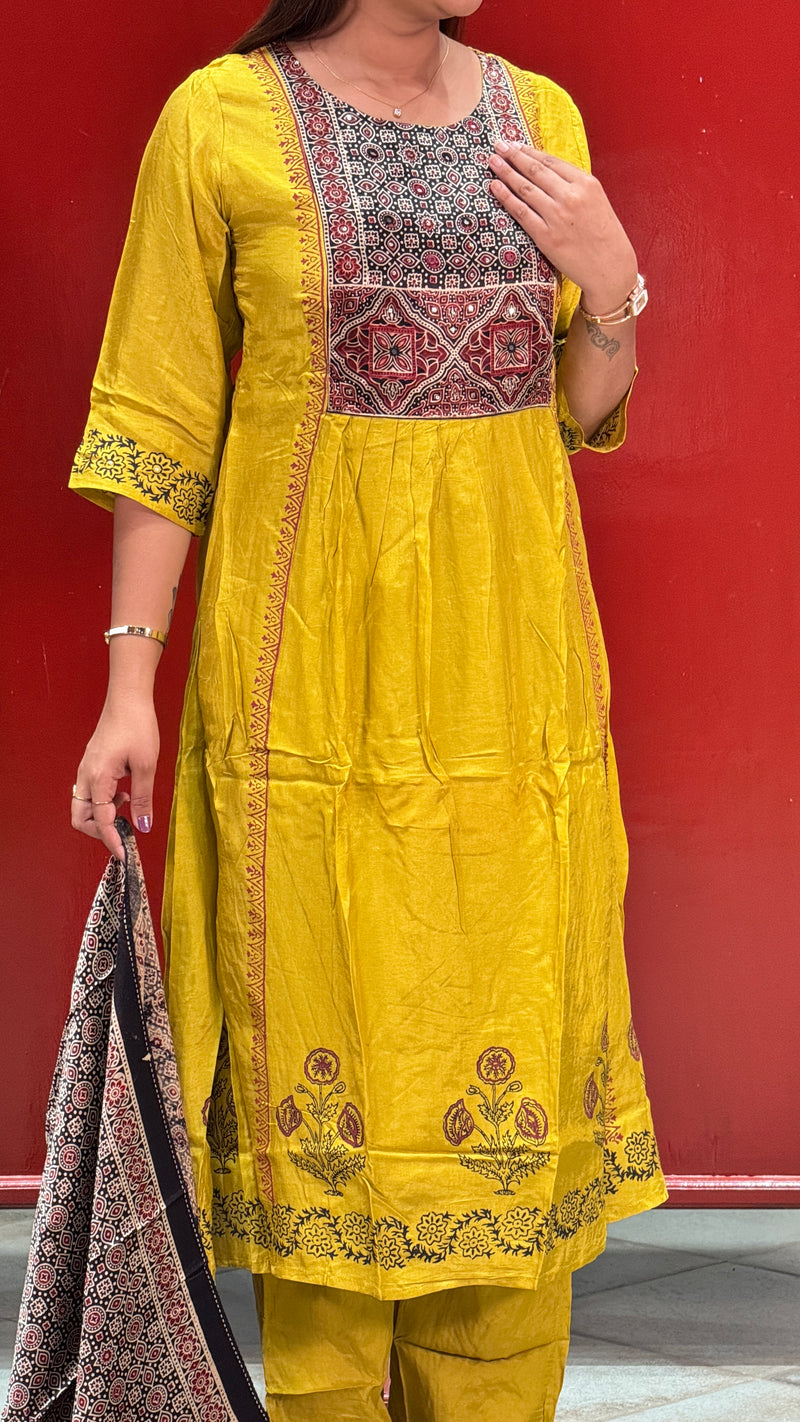 Mustard Yellow Kurti Set