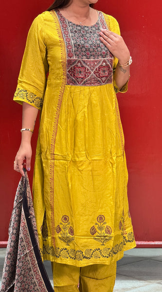Mustard Yellow Kurti Set