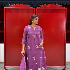 Purple Floral Kurti Set