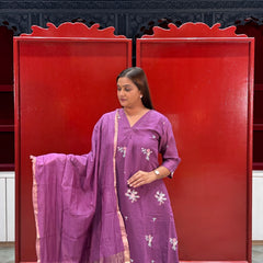 Purple Floral Kurti Set