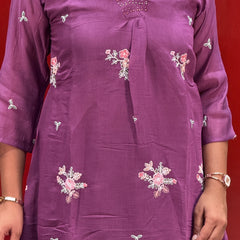 Purple Floral Kurti Set