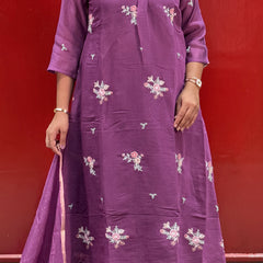 Purple Floral Kurti Set