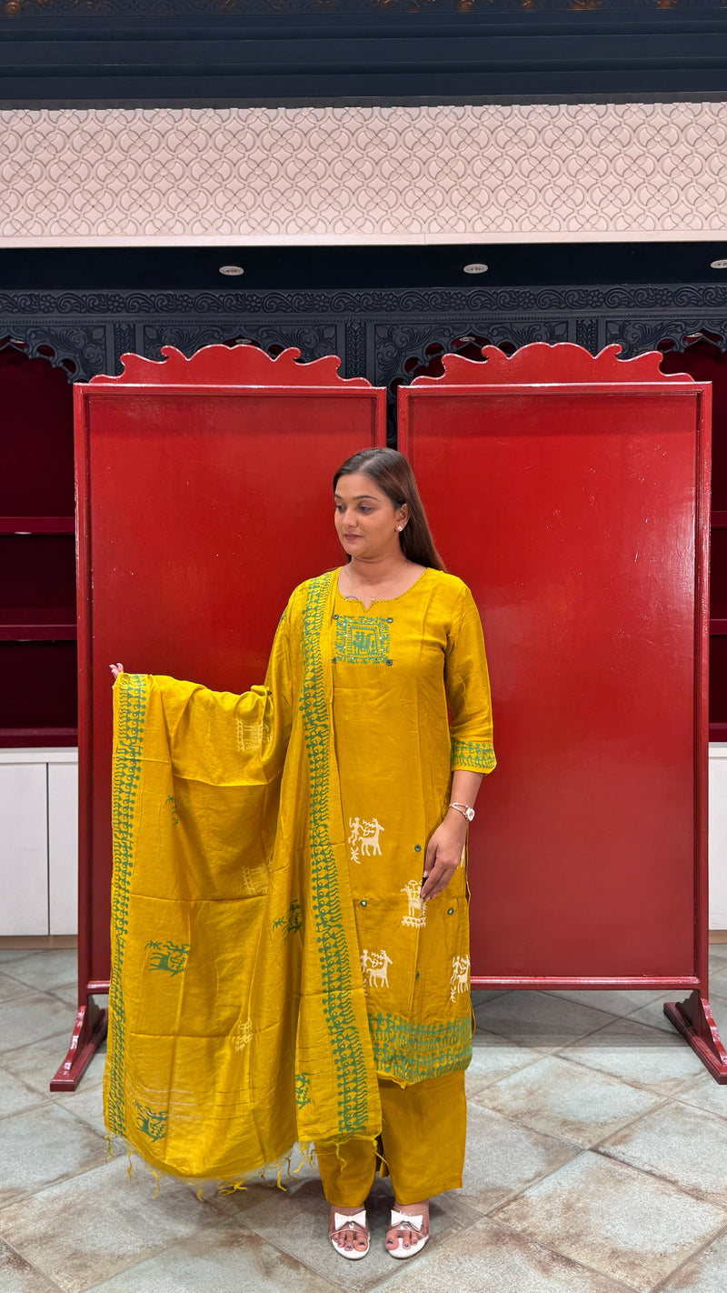Mustard Yellow Kurti Set