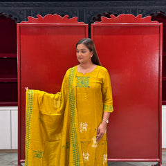 Mustard Yellow Kurti Set