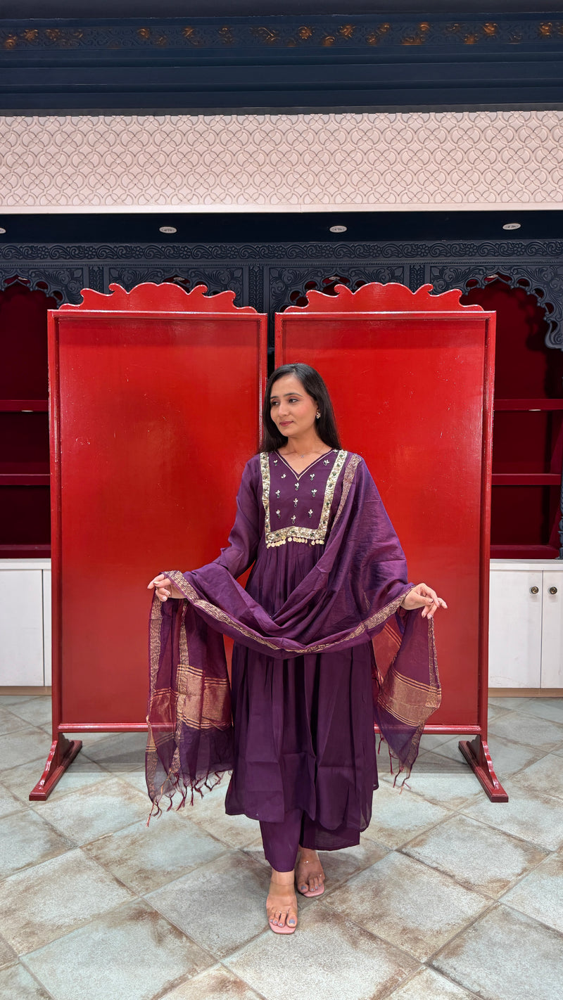 Deep Plum Purple Kurti Set