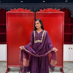 Deep Plum Purple Kurti Set