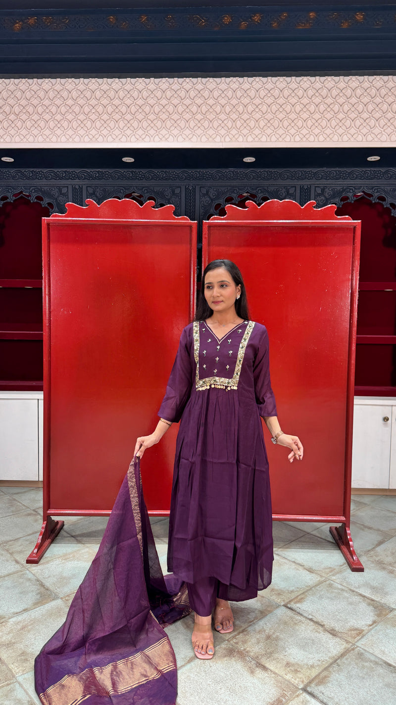 Deep Plum Purple Kurti Set