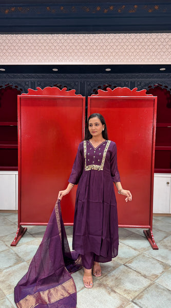 Deep Plum Purple Kurti Set