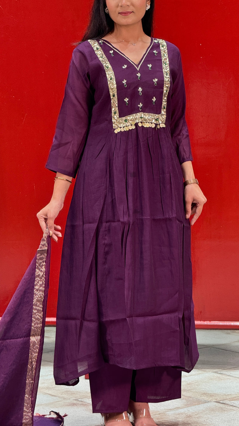 Deep Plum Purple Kurti Set