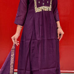 Deep Plum Purple Kurti Set