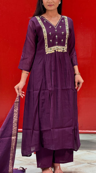 Deep Plum Purple Kurti Set