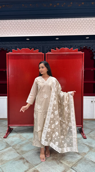 Beige Gold Kurti Set