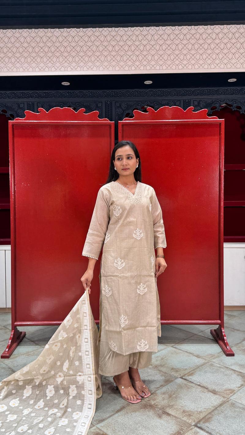 Beige Gold Kurti Set
