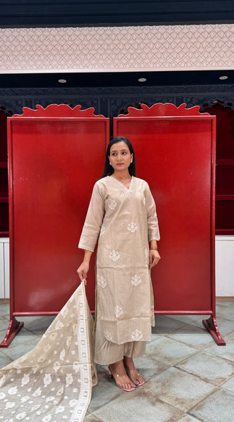 Beige Gold Kurti Set