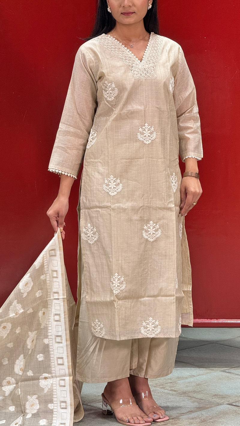 Beige Gold Kurti Set
