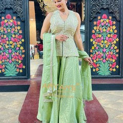 Mint Green Indo-Western Sharara Set