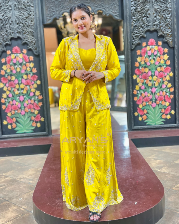 Sunshine Yellow Indo-Western Palazzo Set